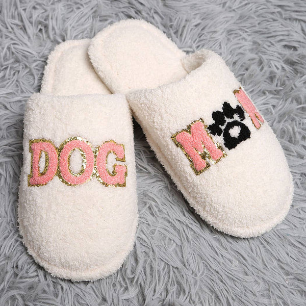 Sequined Dog Mom Slippers