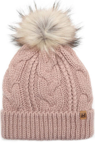 Women's Faux Fur Pom Beanie Hat - Rose