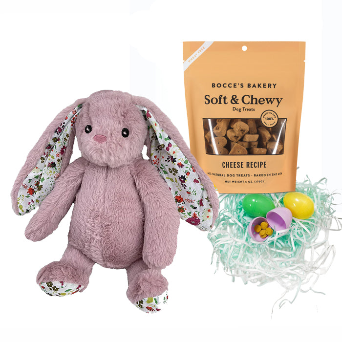 'Some Bunny Loves You' Doggie Easter Basket - Mauve Bunny